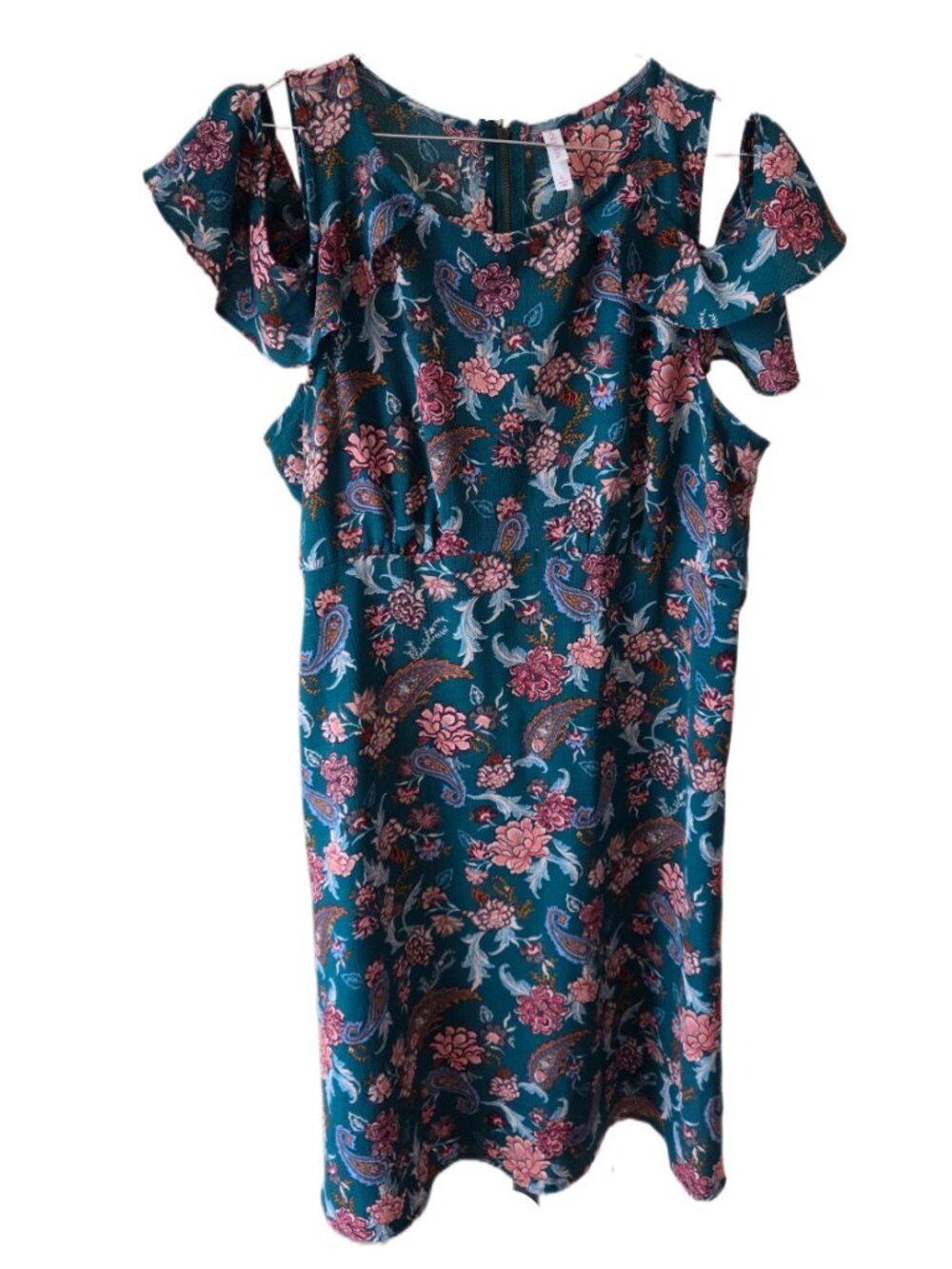 Xhilaration Green Floral Cold Shoulder Dress